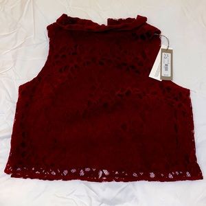 NWT Eva mendes velvet lace crop top 8 burgundy